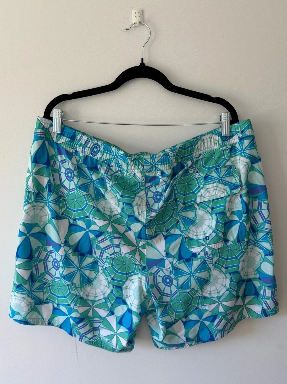 Vineyard Vines Umbrella Print Swim Trunks XL Blue Green Beach Shorts
